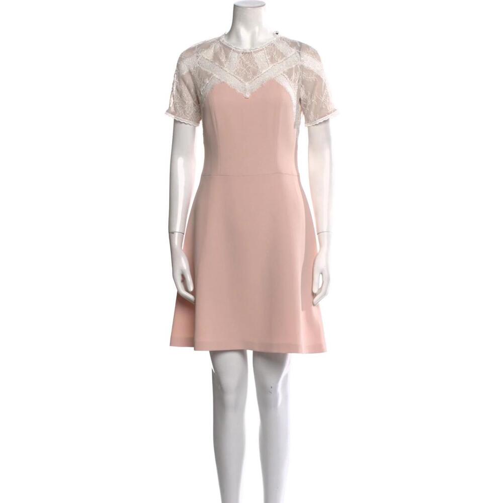 The Kooples Pink Lace Overlay Dress with Jeweled Button